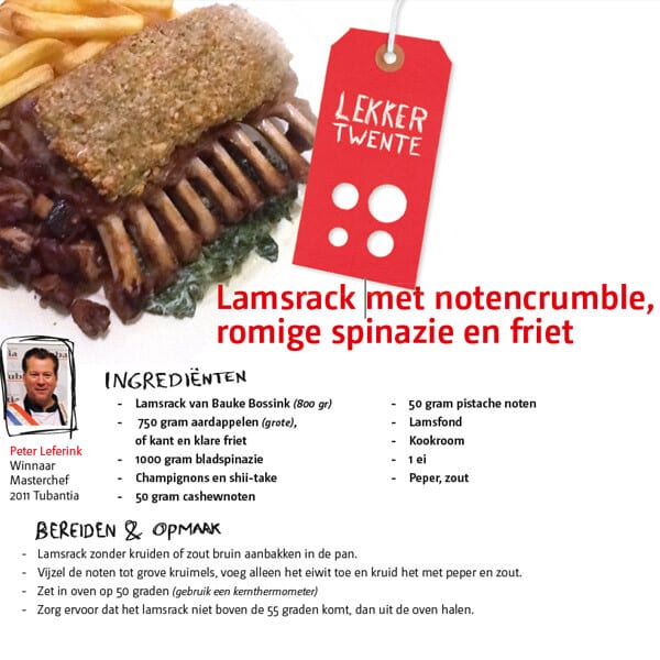 Lekker Twente lamsrack Masterchef Peter Leferink